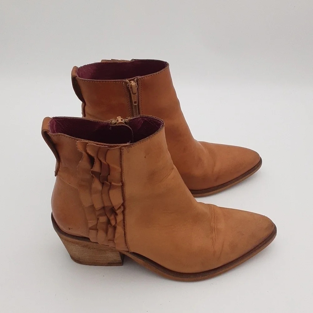 Mala vita ankle boot leather tan women 39 western festival rodeo casual y2k